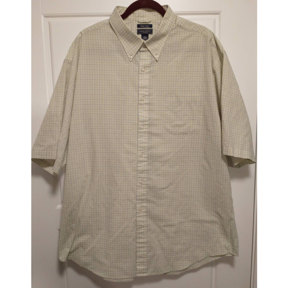 Saddlebred Easy Care Button Down Shirt. Men's XXL Tall. Yellow/Blue.